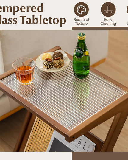 Giantex Rattan Side Table