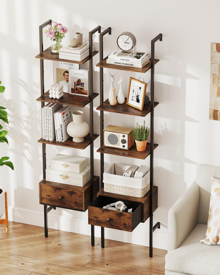 Giantex 5 Tier Ladder Bookcase with Drawer for Living Room