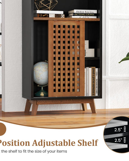 Giantex 70" Bookcase with Sliding Doors for Living Room