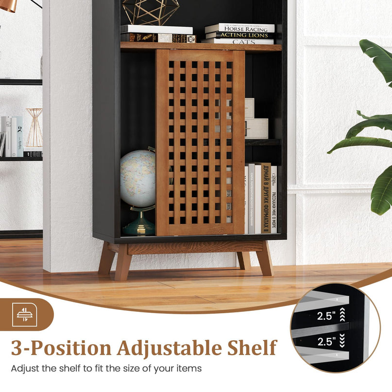 Giantex 70" Bookcase with Sliding Doors for Living Room