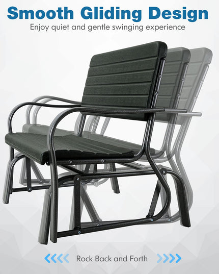 Swing Glider Chair Patio Steel Porch Chair Loveseat Bench for 2 Person