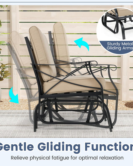 Chaise planeur d'extérieur Giantex avec coussins d'assise et de dossier épais amovibles