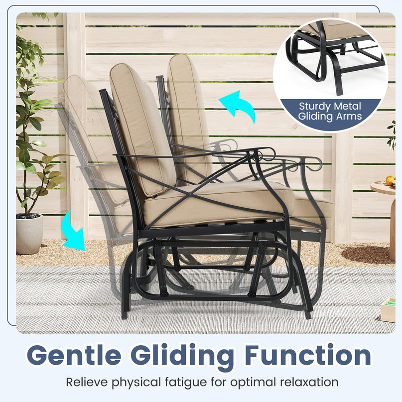 Giantex Outside Glider Chair with Thick Removable Seat and Back Cushions