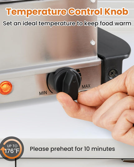 Giantex 3 Stainless Steel Pans with Lid | Electric Buffet Server & Warming Tray