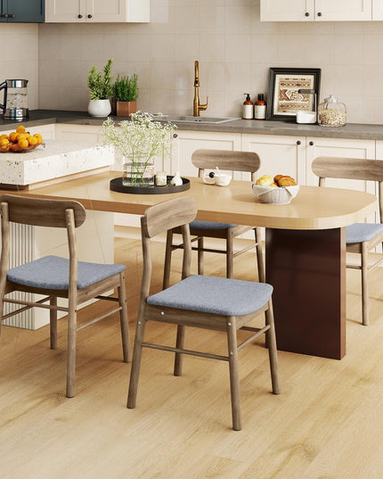 Giantex Fabric Upholstered Wooden Dining Chairs Set w/Padded Curved Seat