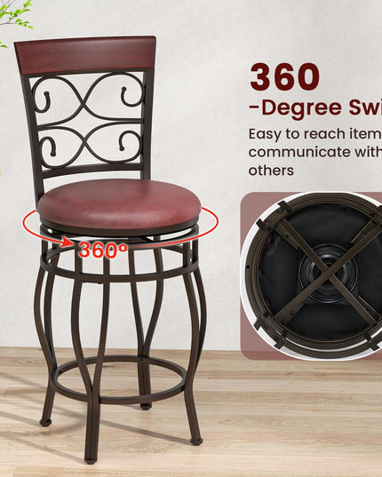 Giantex 26" Swivel Bar Stools with Upholstered PU Leather Seat & Footrest