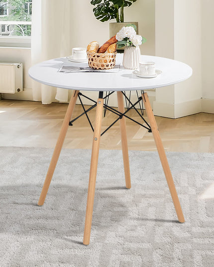 Giantex Dining Table, Round Dining Room Table with Solid Beech Wood Legs