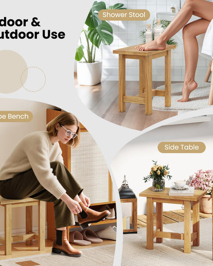 Giantex Teak Shower Bench Stool for Seniors