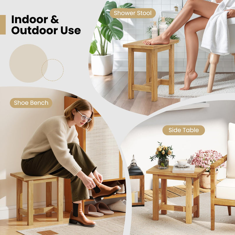 Giantex Teak Shower Bench Stool for Seniors