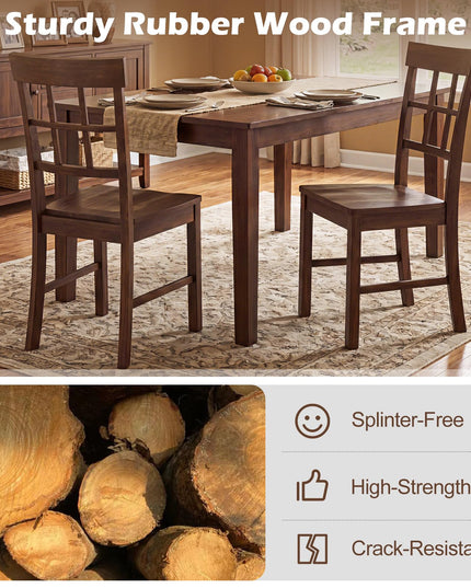Giantex Wooden Dining Chairs Set of 2/4 with Window Back & Contoured Seat