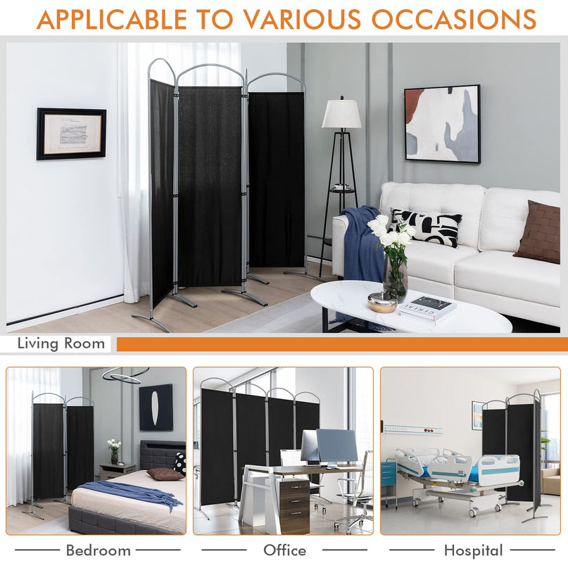 Giantex 6.2Ft Folding 4 Panel Room Divider Black