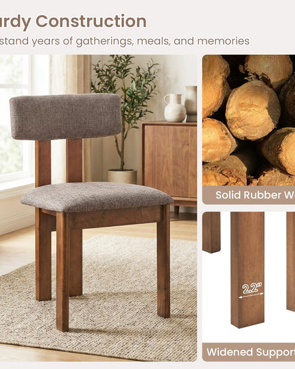 Giantex Upholstered Kitchen Dining Chairs with Curved Backrest