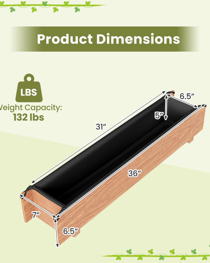 Giantex Wood Raised Garden Bed Rectangular Planter Box w/Drainage Hole（36"x7"x7"）