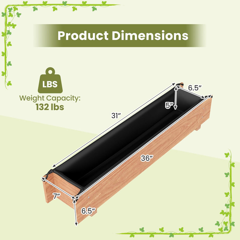 Giantex Wood Raised Garden Bed Rectangular Planter Box w/Drainage Hole（36"x7"x7"）