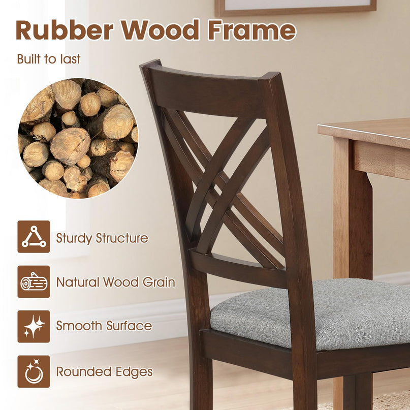 GIANTEX Farmhouse X-Back Upholstered Wood Dining Chairs Set of 2/4