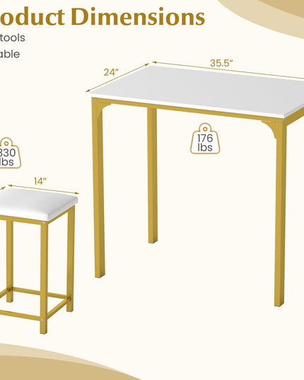 Giantex 3 Piece Dining Table Set for Small Space