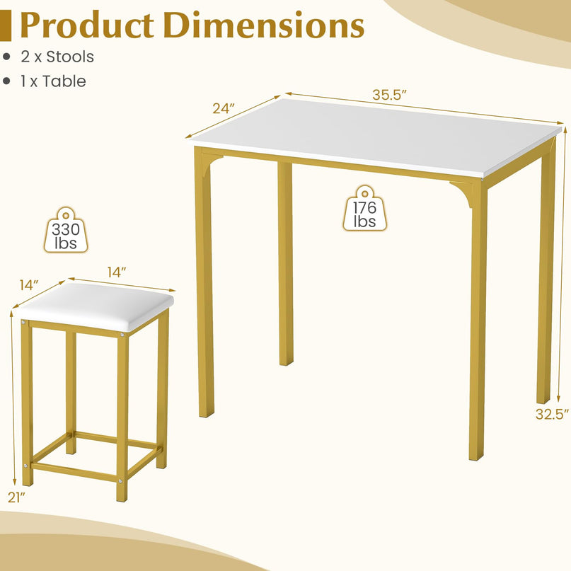 Giantex 3 Piece Dining Table Set for Small Space