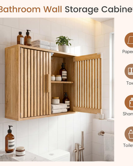 Giantex Bathroom Wall Cabinet Wall Mounted Wooden Medicine Cabinet