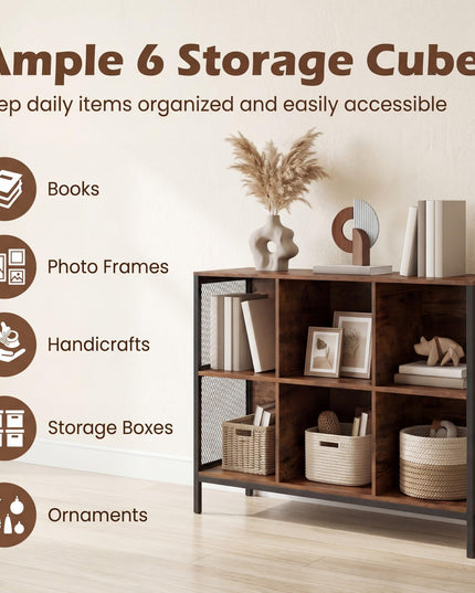 Giantex 42" Wide Bookcase with 6 Cubes