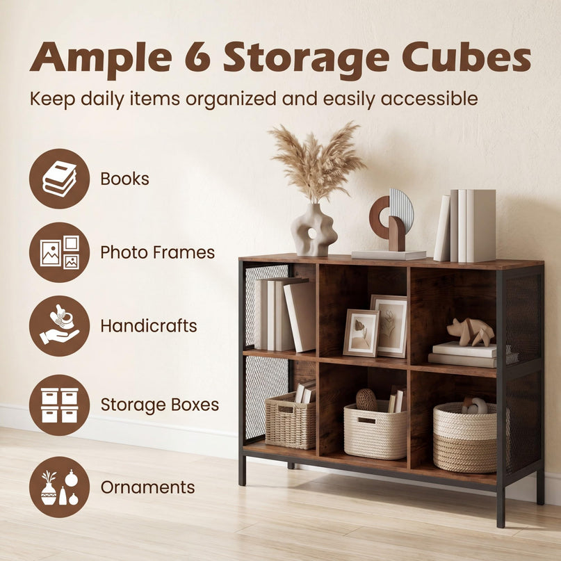 Giantex 42" Wide Bookcase with 6 Cubes