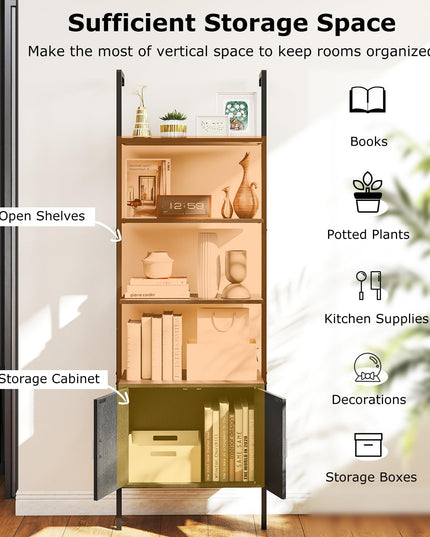 Giantex 5 Tier Wall Mounted Ladder Shelf for Living Room
