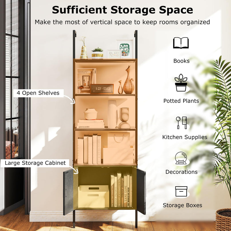 Giantex 5 Tier Wall Mounted Ladder Shelf for Living Room