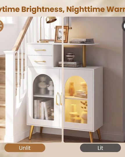 GIANTEX Sideboard Buffet Cabinet with LED Lights for Kitchen Living Room