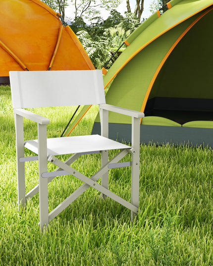 Giantex Set  Folding Director Chairs, Lightweight Patio Camping Chair with Acacia Wood Frame & Oxford Fabric Seat