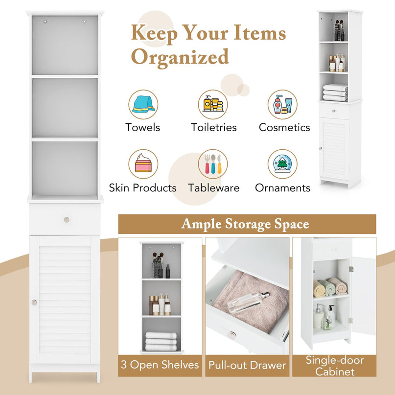 Giantex Narrow Floor Storage Cabinet with Adjustable Shelves