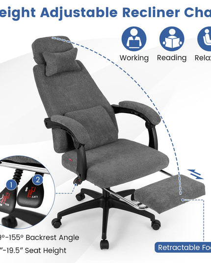 Giantex Reclining Office Chair with Padded Linkage Armrests