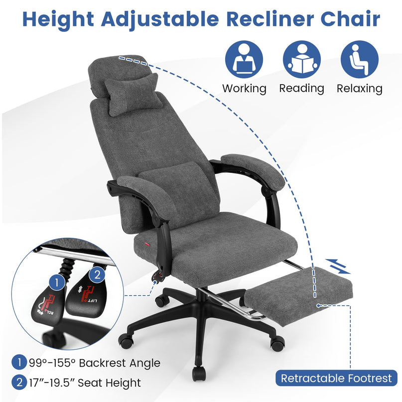 Giantex Reclining Office Chair with Padded Linkage Armrests