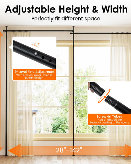 Giantex Room No Drill Divider Curtain Rod | Adjustable 4-10 ft Height & 28-142 in Width