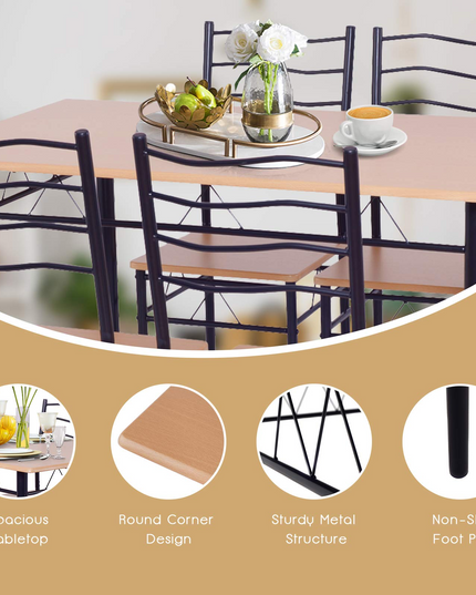 Giantex Modern 5 Piece Dining Table Set for 4 Chair