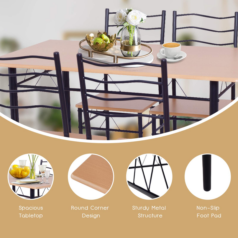 Giantex Modern 5 Piece Dining Table Set for 4 Chair