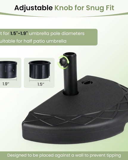 Giantex Half Round Patio Umbrella Base 44 lbs Fillable Half Umbrella Stand