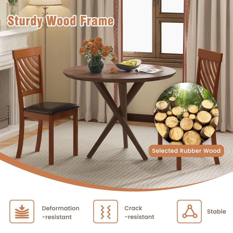 Giantex Dining Chair, Faux Leather Upholstered Kitchen Chairs w/Rubber Wood Legs & Ergonomic Back
