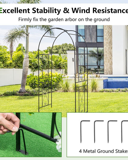 Giantex Garden Arbors Trellises, 7.2FT Metal Garden Arch for Climbing Plants Roses