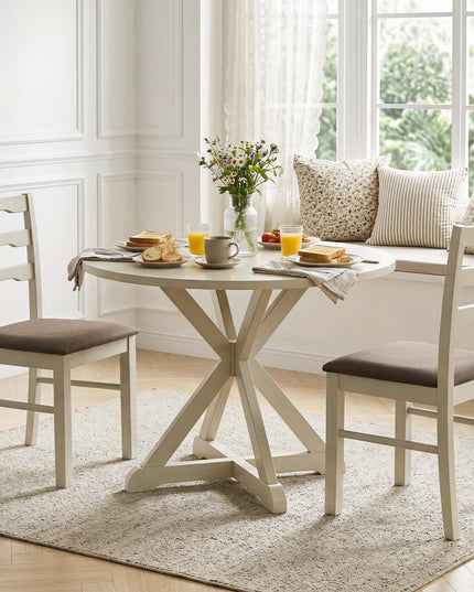 Giantex Wood Dining Chairs Set of 2/4 | Farmhouse Upholstered Kitchen Chairs with Ladder Back Design