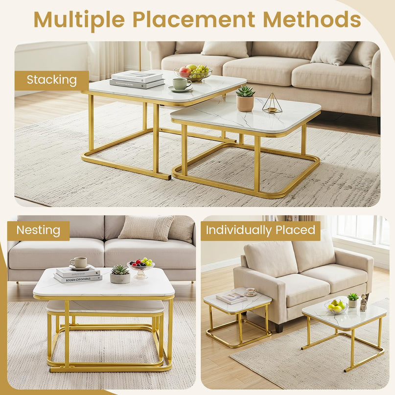 Giantex Nesting Coffee Table Set of 2 for Living Room
