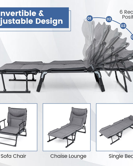 Chaise longue pliante Giantex pour patio avec coussin pour salon