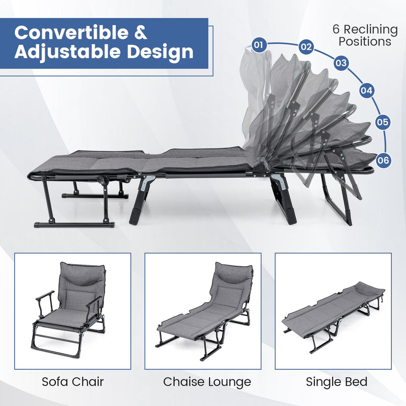 Chaise longue pliante Giantex pour patio avec coussin pour salon