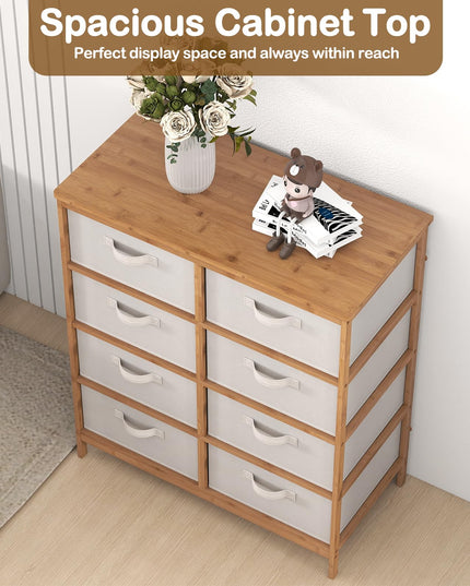 Meuble de rangement Giantex en bambou à 8 tiroirs pour salon ou couloir