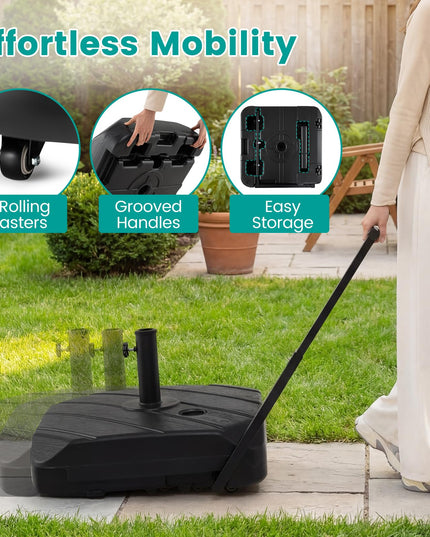 Giantex Rolling Patio Umbrella Base with Wheels and Pull Rod