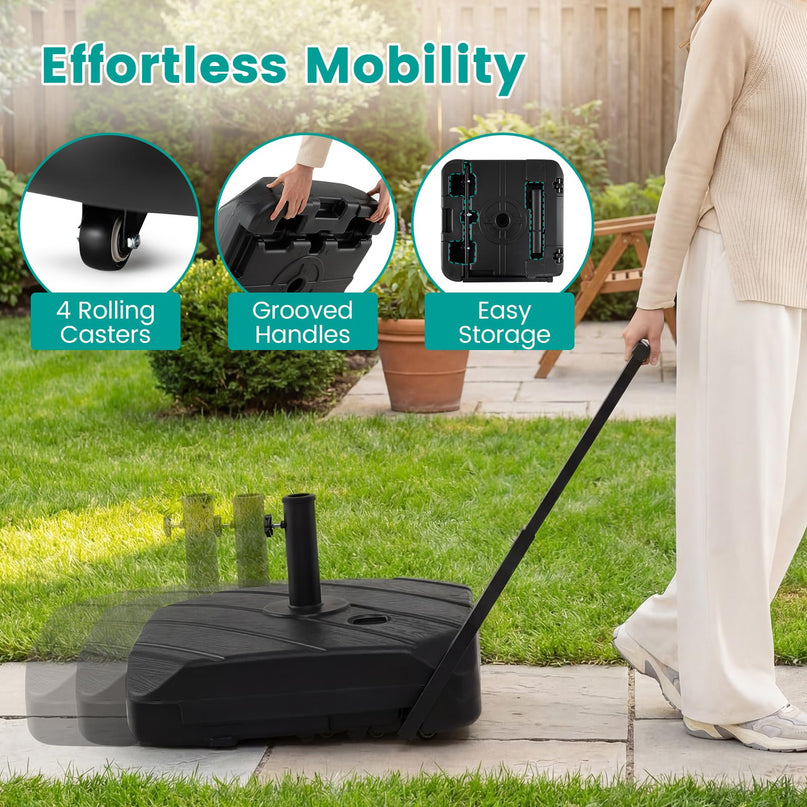 Giantex Rolling Patio Umbrella Base with Wheels and Pull Rod