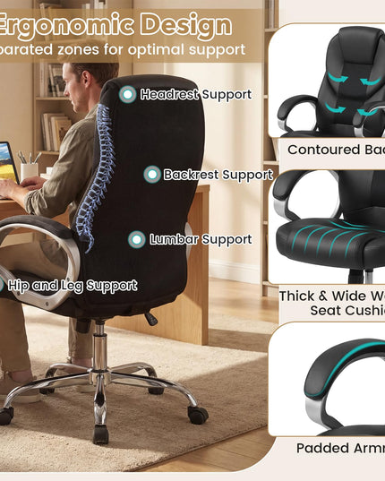 Giantex Ergonomic Mesh Executive Chair with Padded Armrests & Rocking Backrest