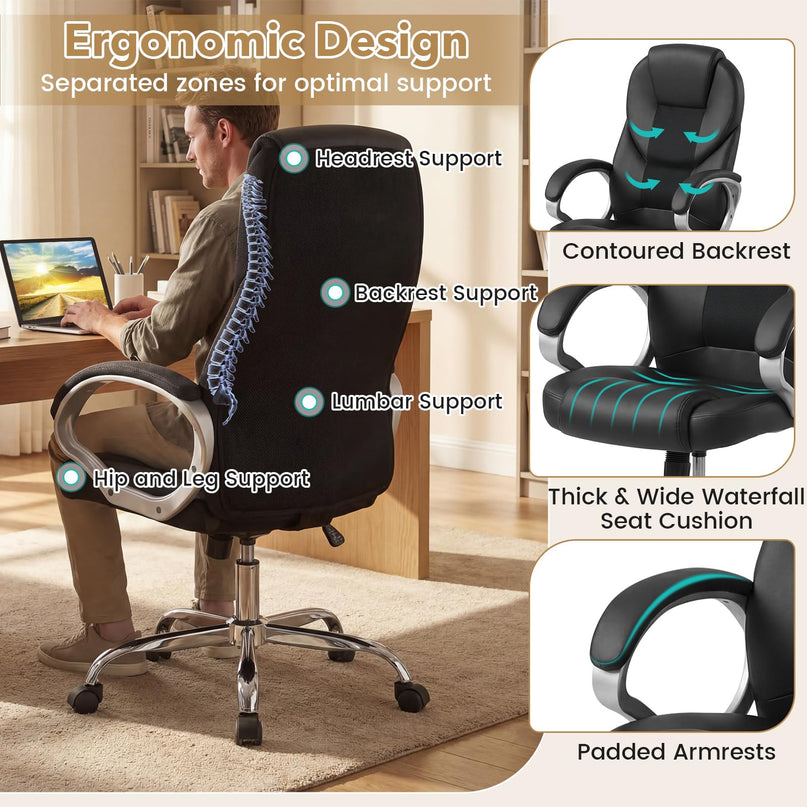 Fauteuil de bureau ergonomique Giantex en maille avec accoudoirs rembourrés et dossier inclinable