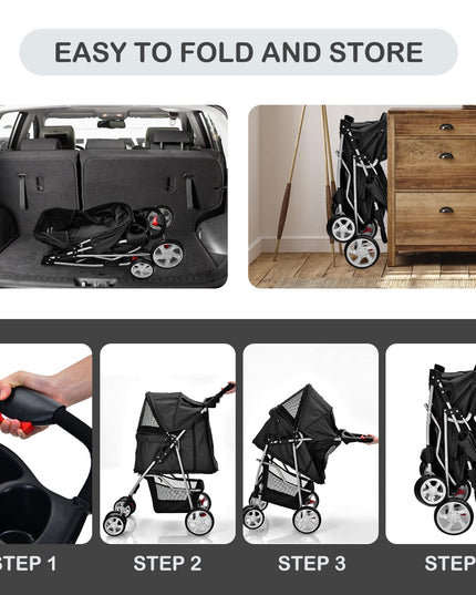 Pet Stroller for Small Medium Dogs Cats Puppy - Giantex