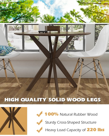 Giantex 36 Inch Round Wood Dining Table, Farmhouse Kitchen Table with Intersecting Pedestal Base & Adjustable Foot Pads