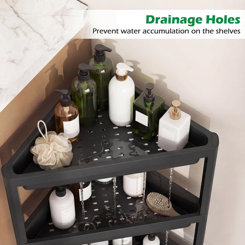 Giantex Étagère d'angle à 3 niveaux, lot de 2, porte-douche mural