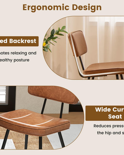 Giantex PU Leather Dining Chairs Set of 2/4, Upholstered Kitchen Chairs w/Padded Backrest & Seat, Metal Legs